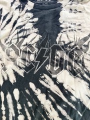 AC/DC Black and White Tie-Dye Graphic T-Shirt XL