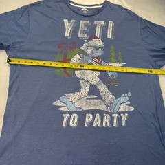 YETI to Party Christmas T-Shirt 2XL Blue Graphic Holiday Distressed Funny