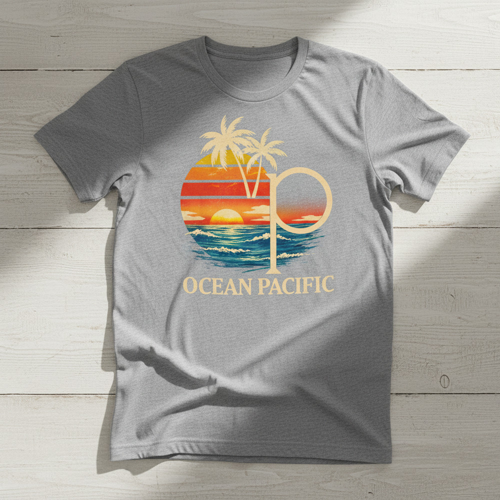 Ocean Pacific OP Surf Shirt, Vintage 80s Surf Tee, Retro Logo Graphic TA79