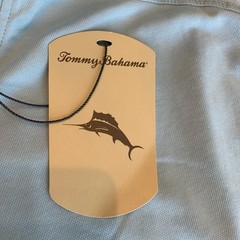 Tommy Bahama SZ L Mens SS Tshirt Opal Blue Gr Performance Poly Cotton NWT $64.50