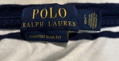 Ralph Lauren Polo L Striped White Navy Blue Custom Slim Fit