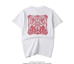 Men Embroidered Dragon T Shirt Chinese Style Streetwear Crew Neck Summer Tee Top