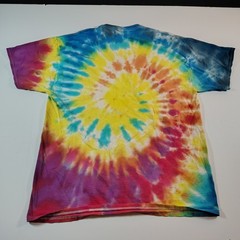 Vtg Tie Dye Spiral Cats Rainbow Graphic T Shirt Size XL Psychedelic