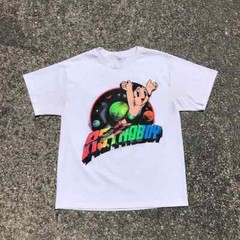 Vtg Astro Boy The Might Atom Cartoon Single Stitch Rainbow Graphic White Tee