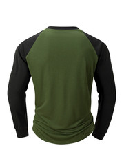 Mens Contrast Baseball Long Sleeve T Shirt Casual ToP 4 Colours UK