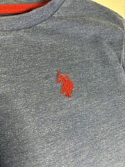 U.S. Polo Assn. Blue Solid Embroidered Logo Tee Cotton Blend Teen L (10-12)