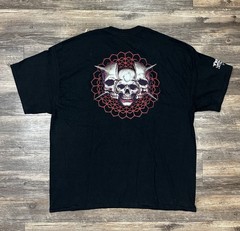 Tool Triple Skull Tshirt Mens 2XL Black Spiked Print Los Angeles California Tour