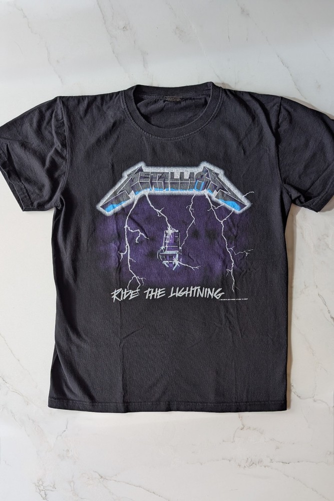 Vintage 90s Metallica ‘Ride the Lightning’ T-Shirt M Solid Rock Giant Reprint