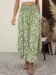 Women’s Maxi Skirts Summer Boho Floral High Waisted Flowy Swing Pleated Beach…