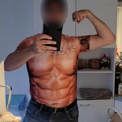 thuizen Men’s 3D Naked Muscle Costume Funny Prank T-Shirt (Muscle, M)