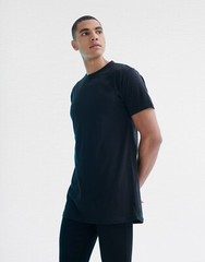 Mens Longline T Shirt with Dipped Hem Casual Short Sleeve Round Neck Cotton Tee