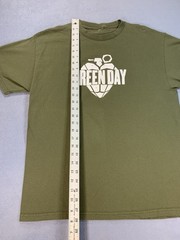 Vintage Y2K 2004 Green Day Punk Heart Grenade Logo Green Mens T Shirt Size S/M