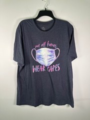 Haute Mess T-Shirt Womens 2XL Navy Not All Heroes Wear Capes Mask Graphic Tee