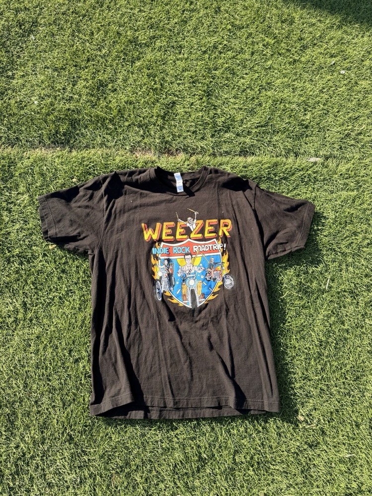 Weezer Indie Rock Roadtrip 2023 Tour Graphic Band T-Shirt XL Black Double Sided