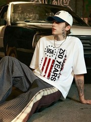 USA Flag 250th Anniversary Y2K Patriotic Digital Print Men’s Casual Cotton Tee