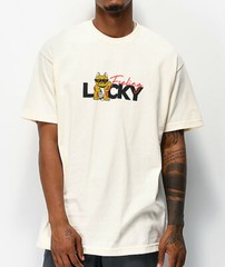 Zumiez A-Lab Feline Lucky Cream Cool Tee Shirt New