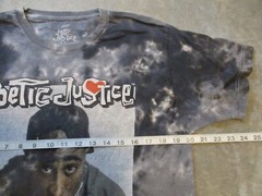 Poetic Justice Shirt Mens Large Black Gray Tie Dye Tupac Rap Hip Hop Street Wear