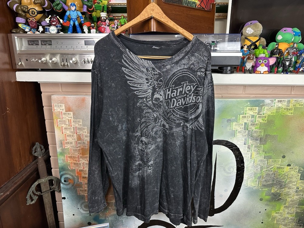 Vintage 2000s 2009 Harley Davidson Jackson Tennessee Long Sleeve Skulls Shirt