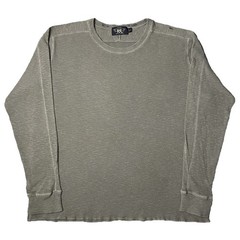 RRL Ralph Lauren Waffle Knit Thermal Crewneck Shirt Gray Olive Green Men’s XXL