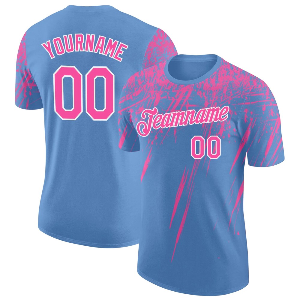 Custom Blue Pink Distressed Art Shirt Unique Birthday Gift For Women