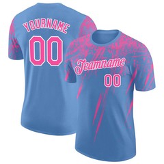 Custom Blue Pink Distressed Art Shirt Unique Birthday Gift For Women