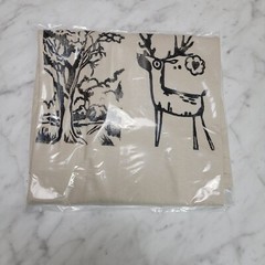 Hand-Printed Southwest Folk Art T-Shirt Cartoon Deer and Tree Lino Cut Print