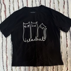 Mavi Istanbul Collection Men’s L Black Crew Neck Short Sleeve Cat Graphic Tee