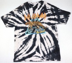 Def Leppard Shirt Mens Large Black White Tie Dye Animal Graphic Band Tee Rock