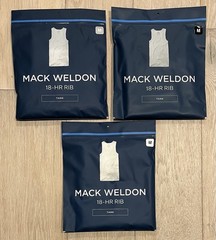 Mack Weldon Men’s 18-Hour Rib Tank Top Size M, Pack Of 3, Black/Grey/White – NEW