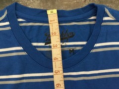 Men’s New T-Shirt Brooklyn Cloth M Blue Stripe Cotton Blend Crew Scoop Hem NWTs