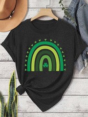 Casual Summer Sports Tee for Unisex in European Style Features a Rainbow And Cl