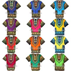 Dashiki shirt 50 shades color unisex african bohemian style cotton 100%