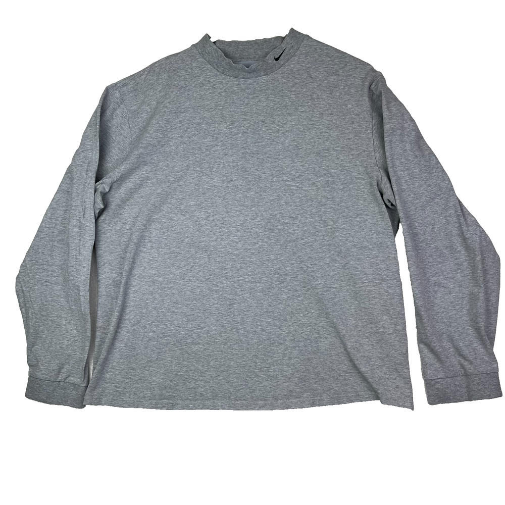 Nike Shirt Men’s Large Cowl Neck Gray Long Sleeve Logo