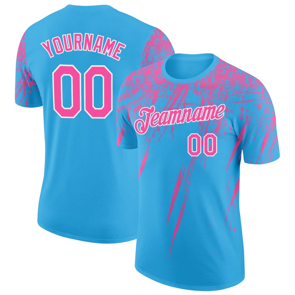 Custom Blue Pink Distressed Art Shirt Unique Birthday Gift For Women