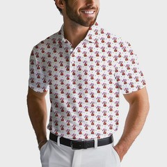 Men s Funny Monkey Polo Shirt: Cheeky Cartoon Monkey Pattern Golf Polo Party