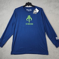 STAR WARS NEFF Mens Mandalorian Shirt Extra Large XL Blue Comic Long Sleeve NWT