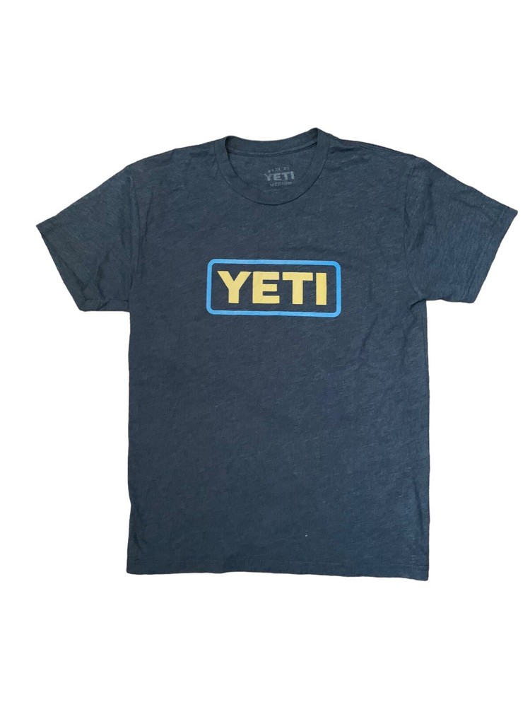 Yeti T Shirt Mens Medium Blue Short Sleeve Logo Graphic Casual Outdoors