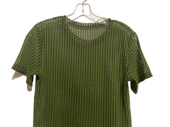 JOGAL Men’s Striped Sheer Fitted Short Sleeve Muscle Shirt Top Green Small NWOT