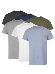Hanes Men’s Value Pack Assorted Pocket T-Shirt Undershirts, 6 Pack