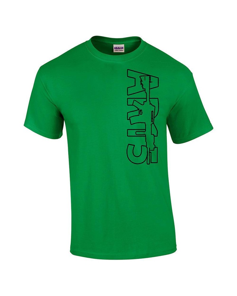 AR-15 T-Shirt Out Line 2 colors Logo Rifle Gun Size S,M,L,XL.2XL,3XL 100% cotton