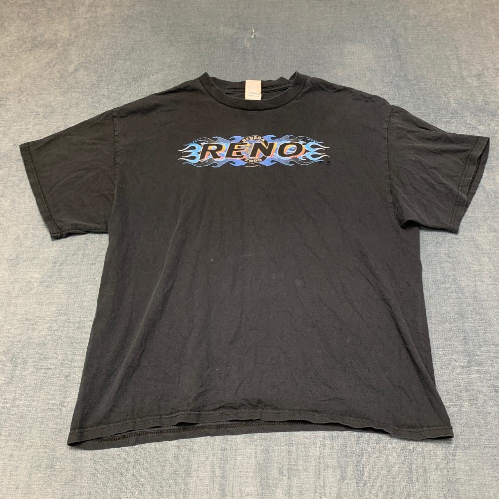 Vintage Reno Nevada 2005 Flames T-Shirt Adult XL Black Cotton Delta Pro Weight