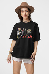 Gorillaz Style Cartoon Band Graphic T Shirt Black Alternative Music Tee