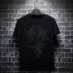 Fashion Trend Graphic Loose Print Summer Short Sleeve Luxury Men Black T-Shirt
