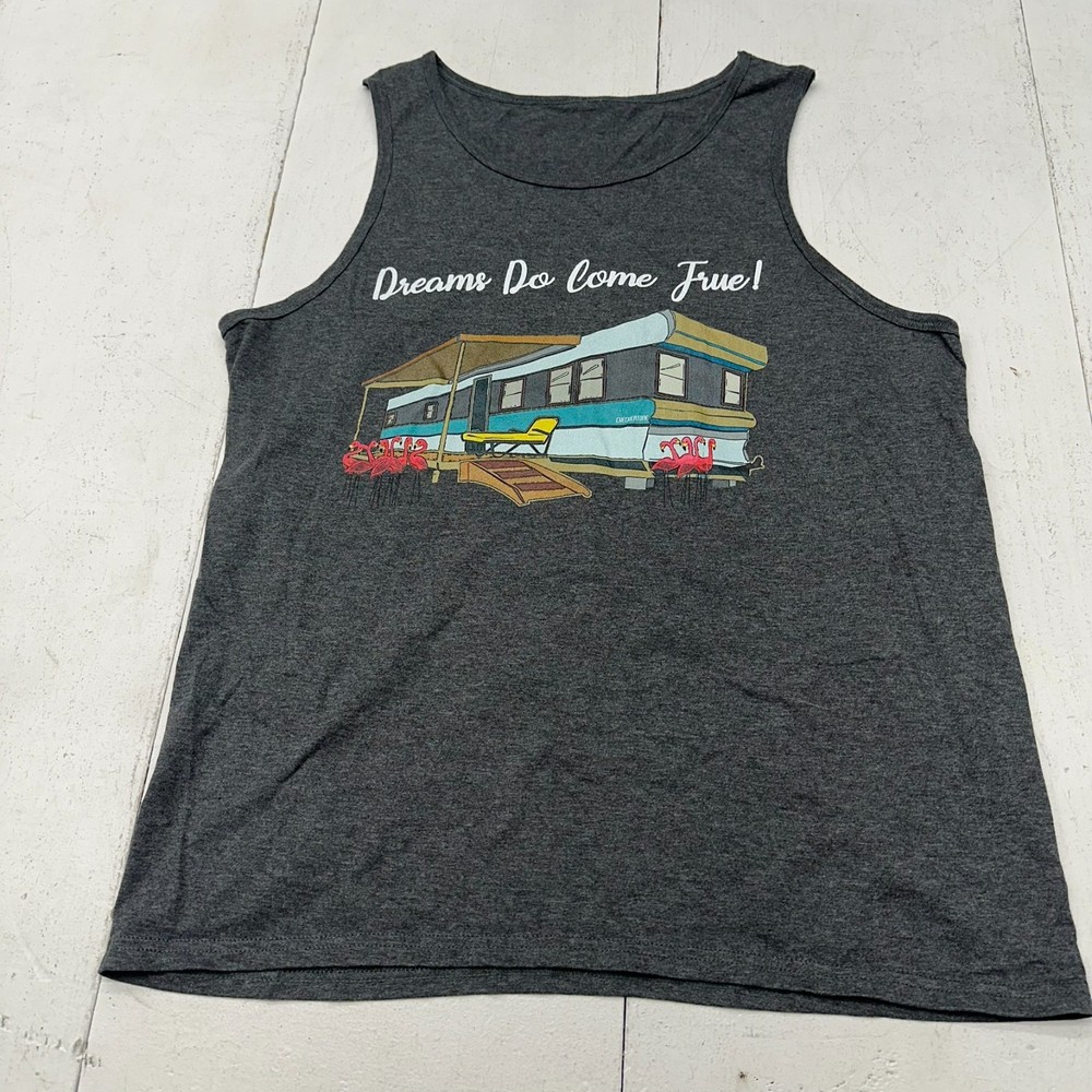 Dark Grey Trailer Park Life Graphic Sleeveless Racerback Tank Top Men Size Small