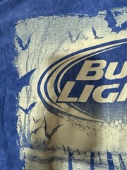 Bud Light Beer Shirt Size L Blue Mineral Wash Halloween Graphic Print