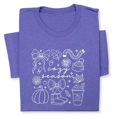 Cozy Season Fall Doodle T-Shirt, Pumpkin Coffee Autumn Graphic Tee