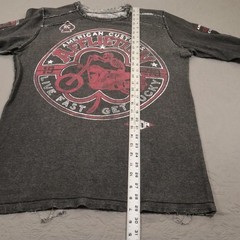 Affliction Thermal Shirt Mens XL Gray Fast Biker Motorcycle Skull Reversible