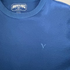 American Eagle Thermal Waffle Long-Sleeve Shirt Mens Size Medium Preppy Y2K Blue