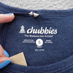 Chubbies The Relaxer Tank Top Mens Small Navy Blue Palm Graphic Sleeveless