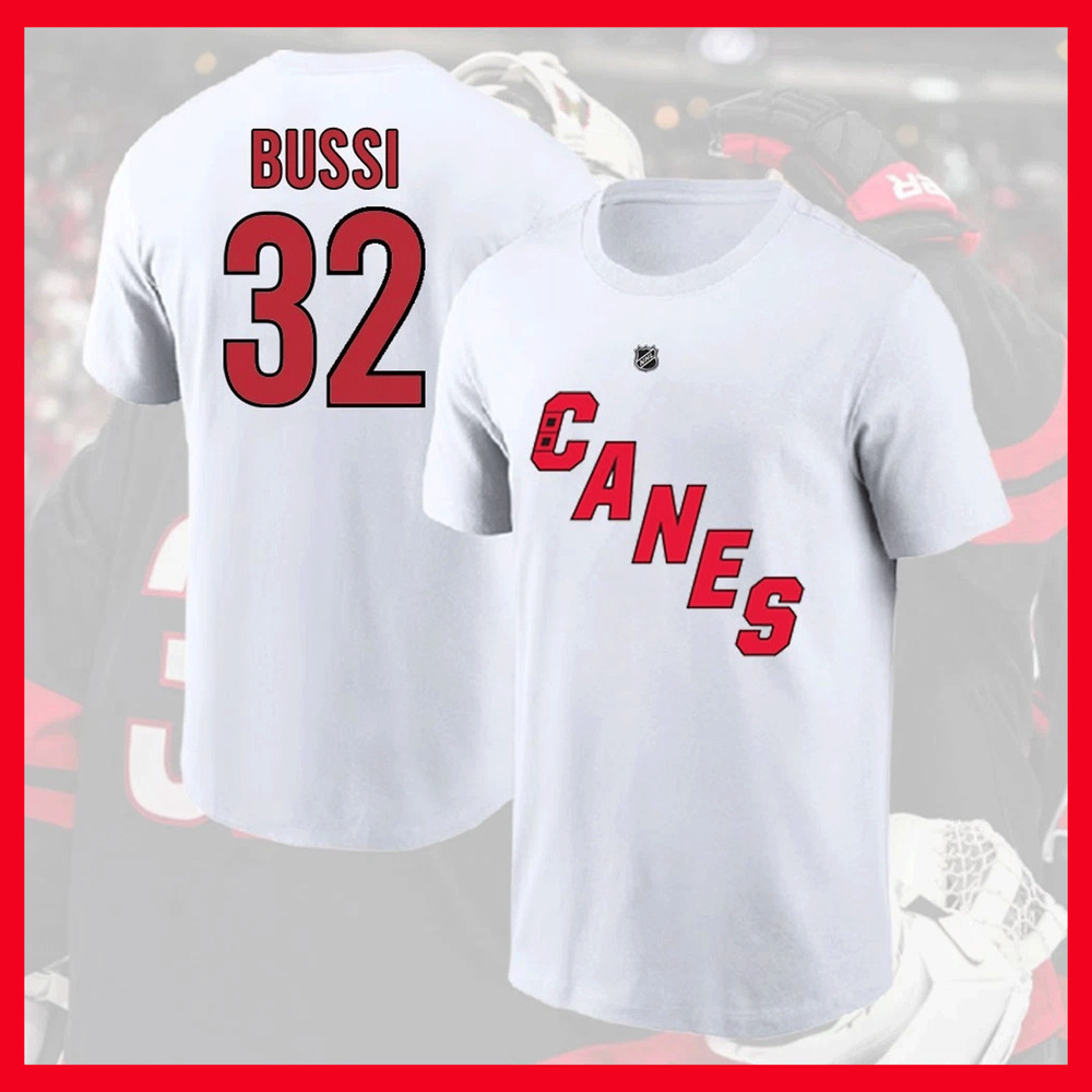 NEW!!! Brandon Bussi #32 Carolina Hurricanes 2026 Player Name & Number Fan Look